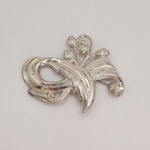 Vintage 925 Sterling Silver SB Silverman Brothers Floral Leaf Large Brooch